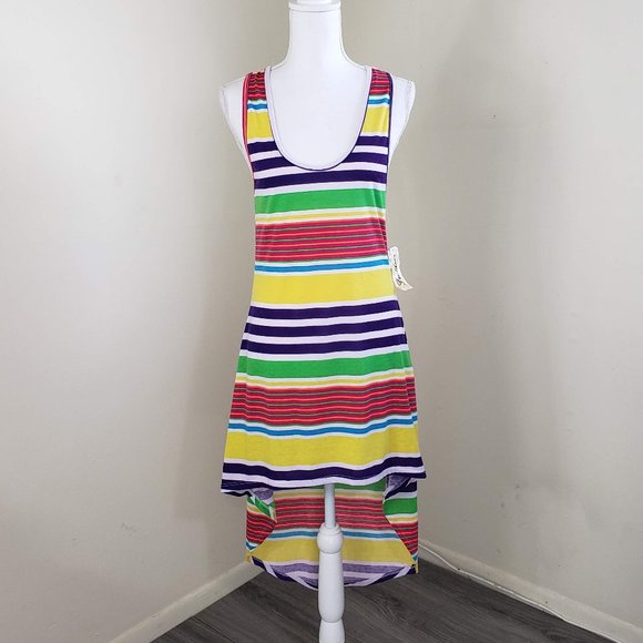 Feathers Colorful Racer Back Long Slug Dress Size Large - Picture 12 of 12